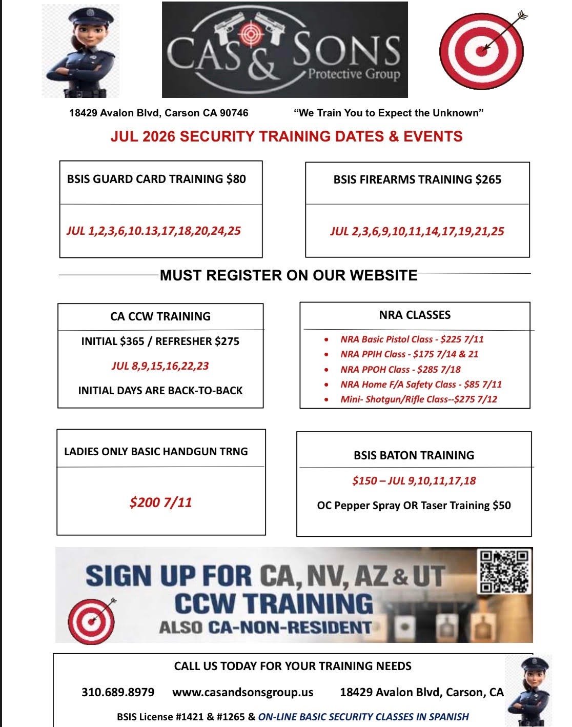 Training Schedule January 2026
